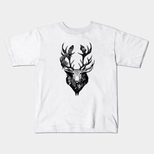 Stag Deer Wild Animal Nature Illustration Art Tattoo Kids T-Shirt